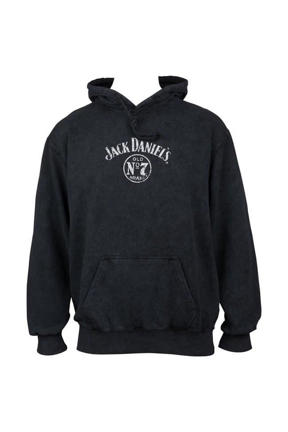 Label Mineral Wash Front & Back Print Pull-Over Hoodie, Black - Medium