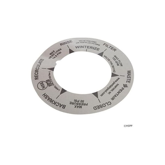 Label, Pentair PacFab 2" High Flow Valve, D.E.