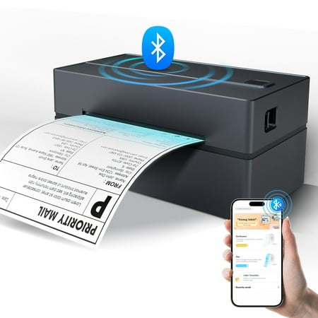Label Printer Bluetooth 4x6 Thermal Wireless Shipping Label Maker for Packages, Compatible with Windows, iOS & Android, Ideal for Business & Home Sticker Printing