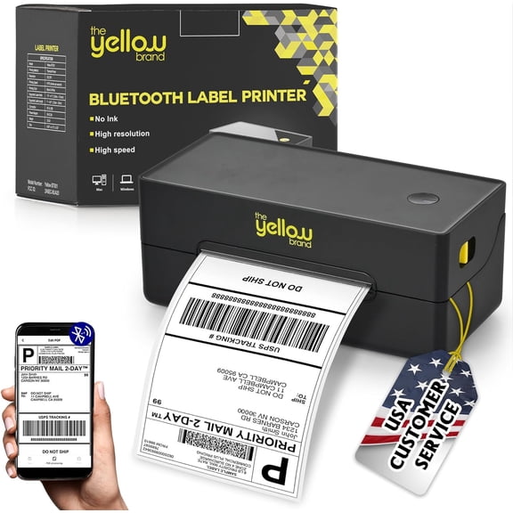 Label Printer, Bluetooth Thermal 4x6 Shipping Printer Desktop or Phone, Compatible with iPhone, Android, Windows, Mac, Chromebook, , Ebay, UPS.USPS (Black)
