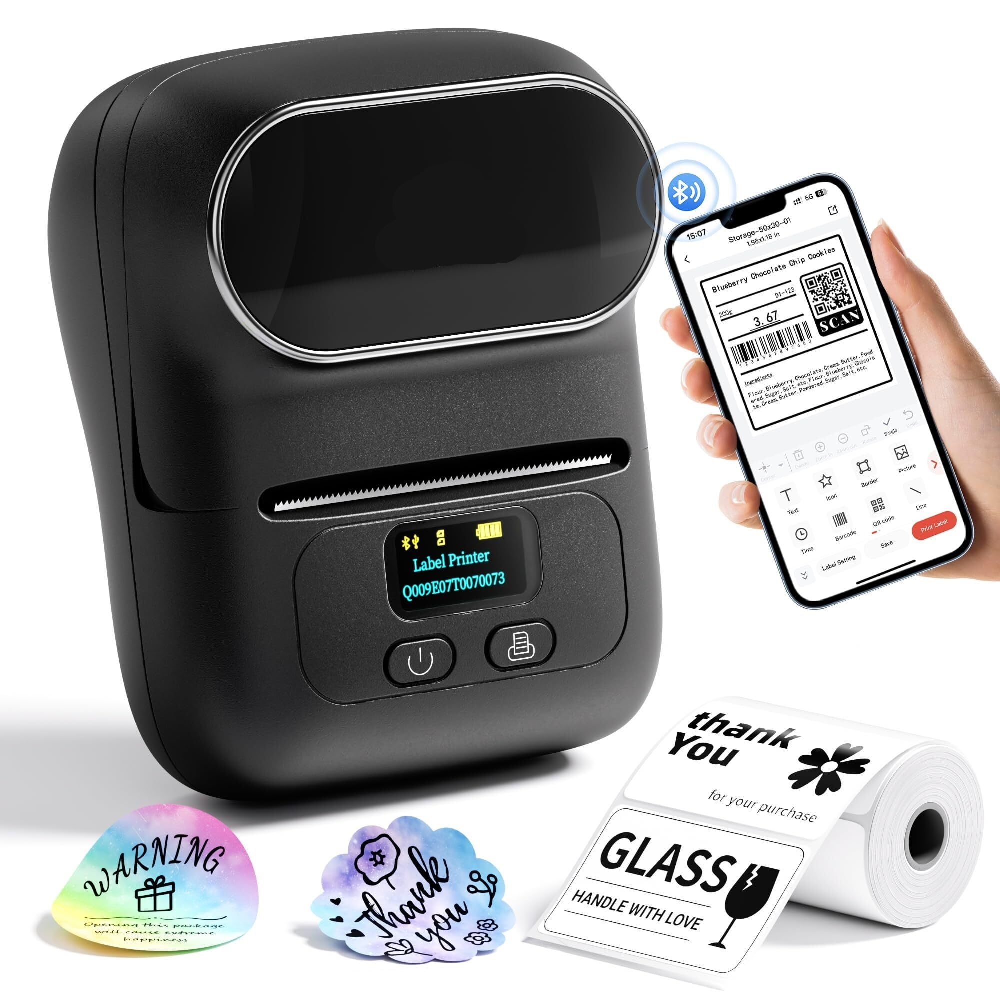 Label Printer - M110 Address Label Maker Bluetooth Thermal Portable ...