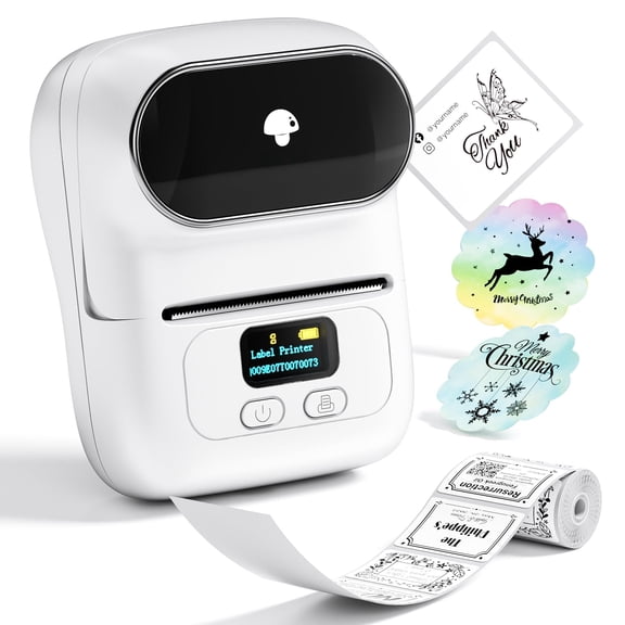 Label Printer - M110 Address Maker Thermal Portable Machine For Small Business Barcode Cable Retail Clothing Compatible With Phones & Pc White