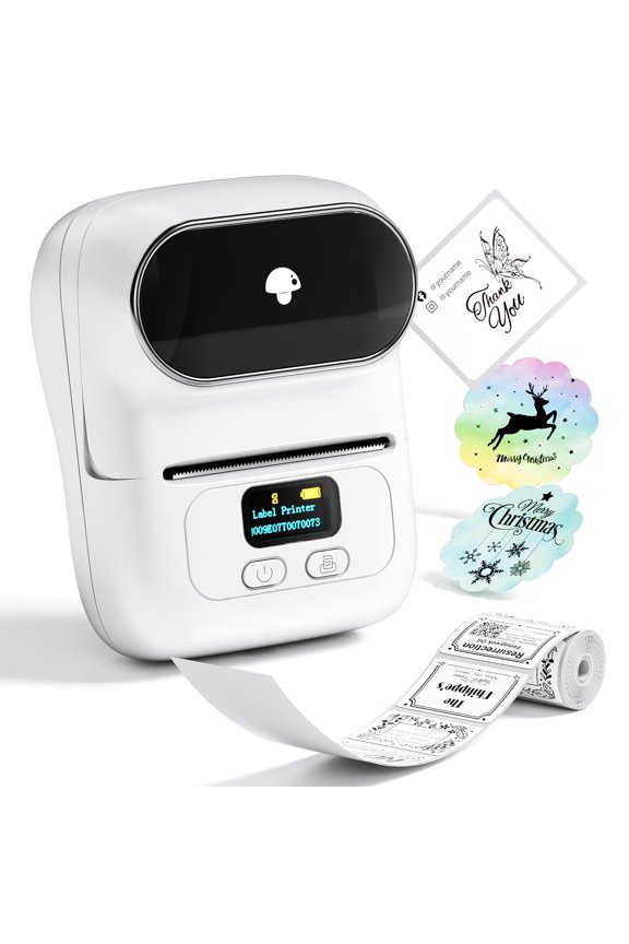 Label Printer - M110 Address Maker Thermal Portable Machine For Small Business Barcode Cable Retail Clothing Compatible With Phones & Pc White