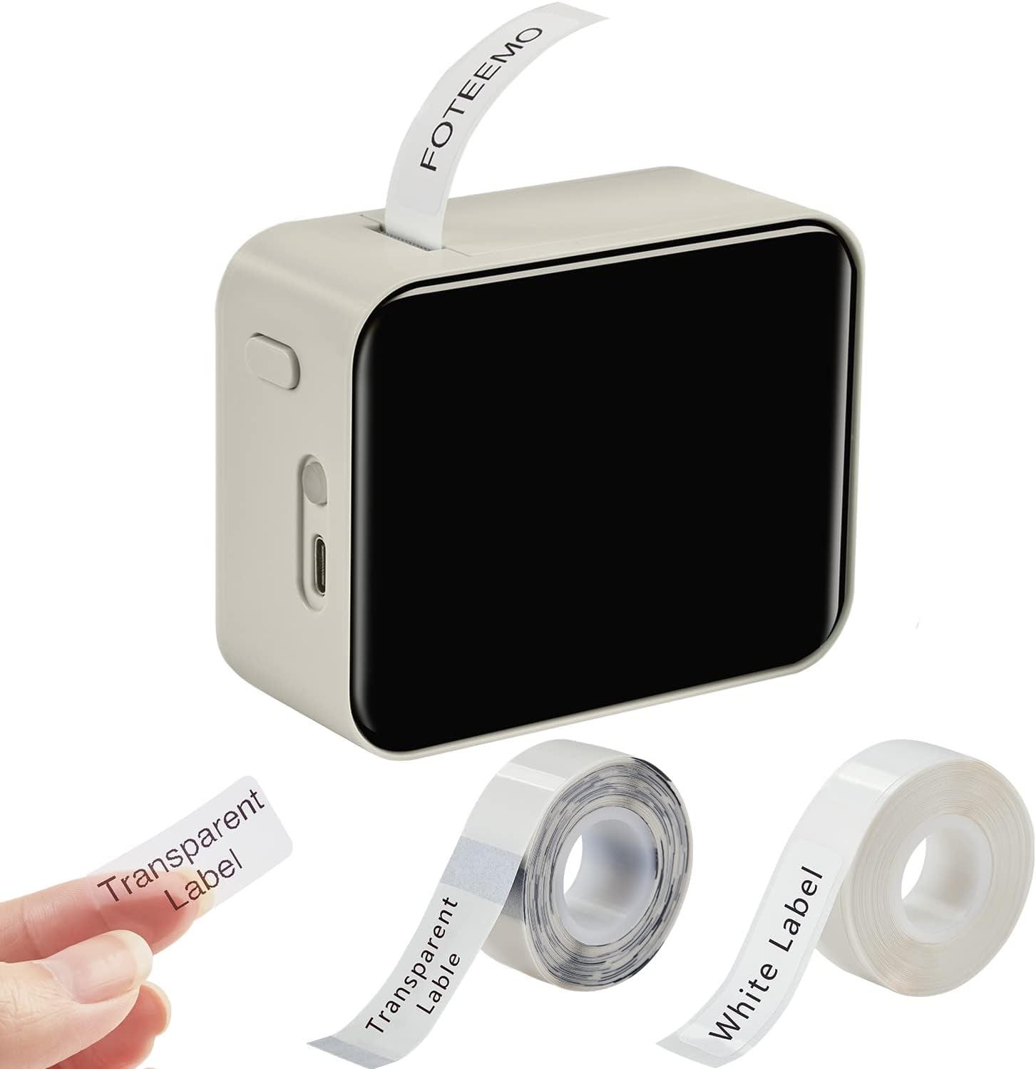 Label Printer Machine With 2 Tape, FOTEEMO Portable Wireless Connection