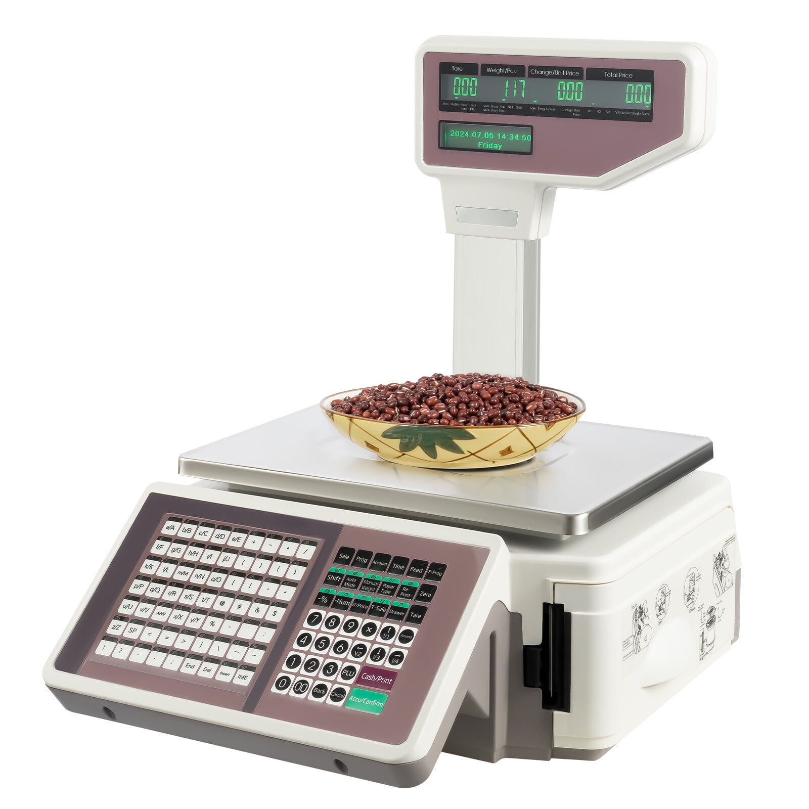 Label Printing Scale, Digital Weight Price Scale LCD Screen Computing ...