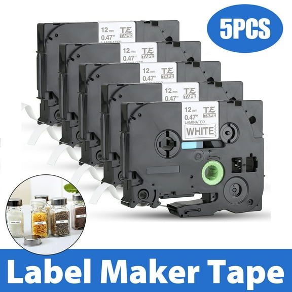Label Tape,5 / 3 Pcs Compatible Label Tape Replacement, Fits for Brother P-Touch TZe-231 TZe Tape, 12mm 0.47 Laminated White TZ Label Maker Tape, Compatible with Brother PT-H110 PT-D210 PT-D200