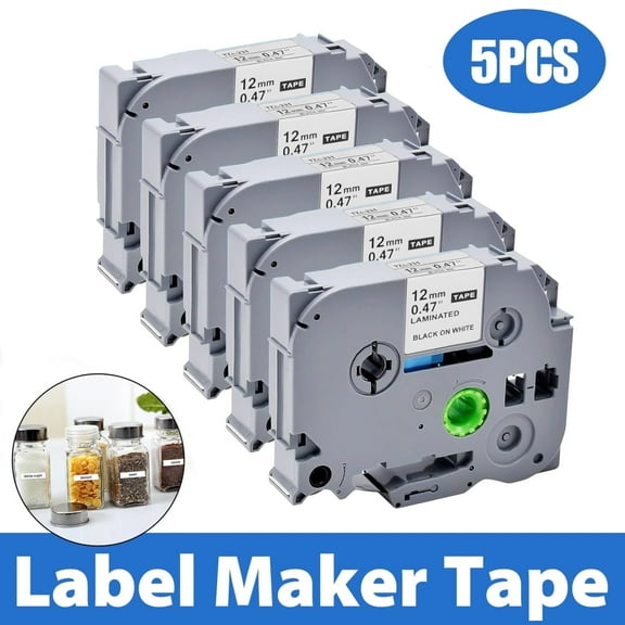 Label Tape,5 Pcs Compatible Label Tape Replacement,Fits for Brother P-Touch TZe-231 TZe Tape,12mm 0.47 Laminated White TZ Label Maker Tape,Compatible with Brother PT-H110 PT-D210 PT-D200