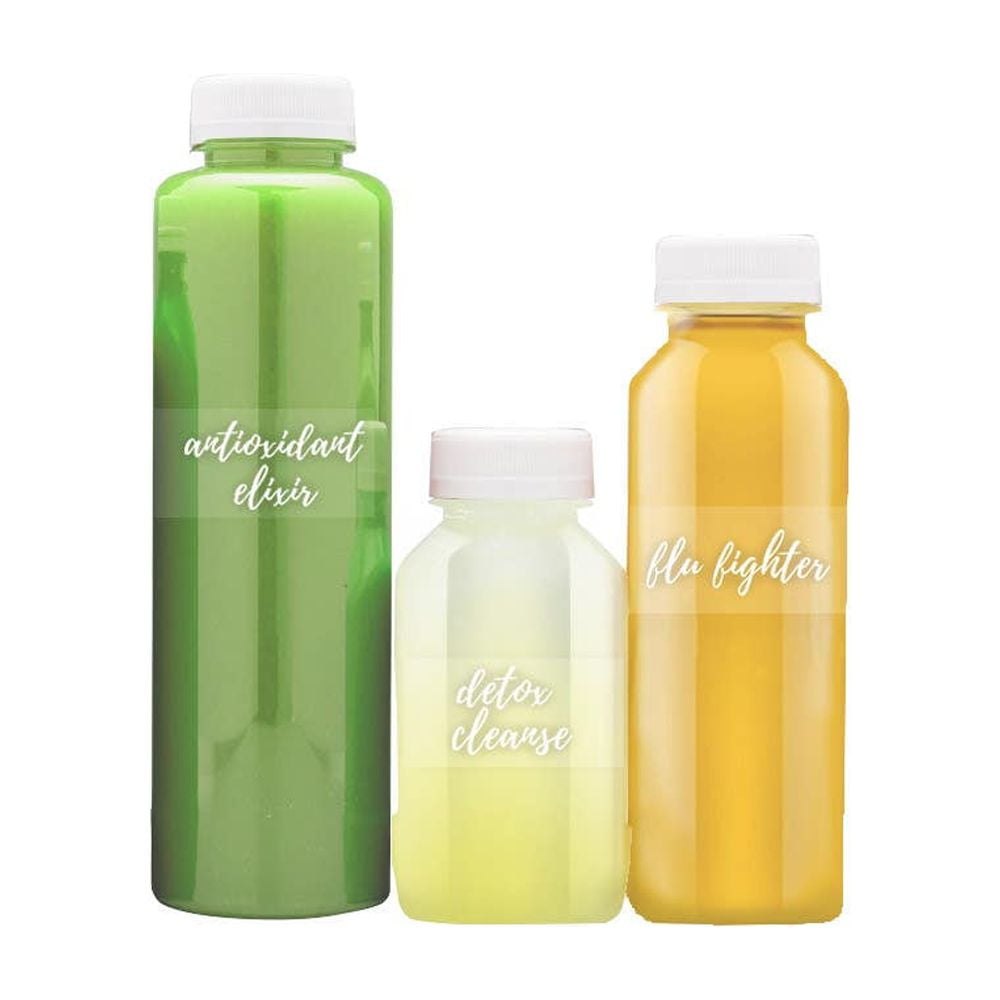 JoyJolt Reusable Glass Juice Bottles with Lids - 16oz Juice Containers with  Lids & Stickers- Set of 8 - White