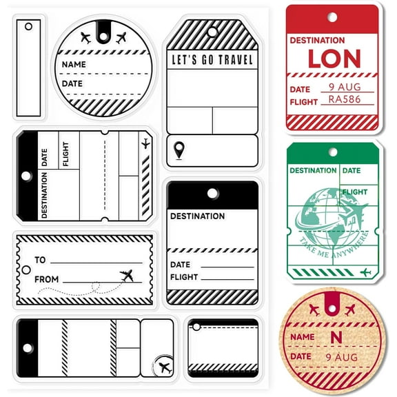 Label Ticket Background Clear Stamps Label Decorative Silicone Stamp for Card Making Photo Album Decorations DIY Scrapbooking Journal and Holiday Card for diy