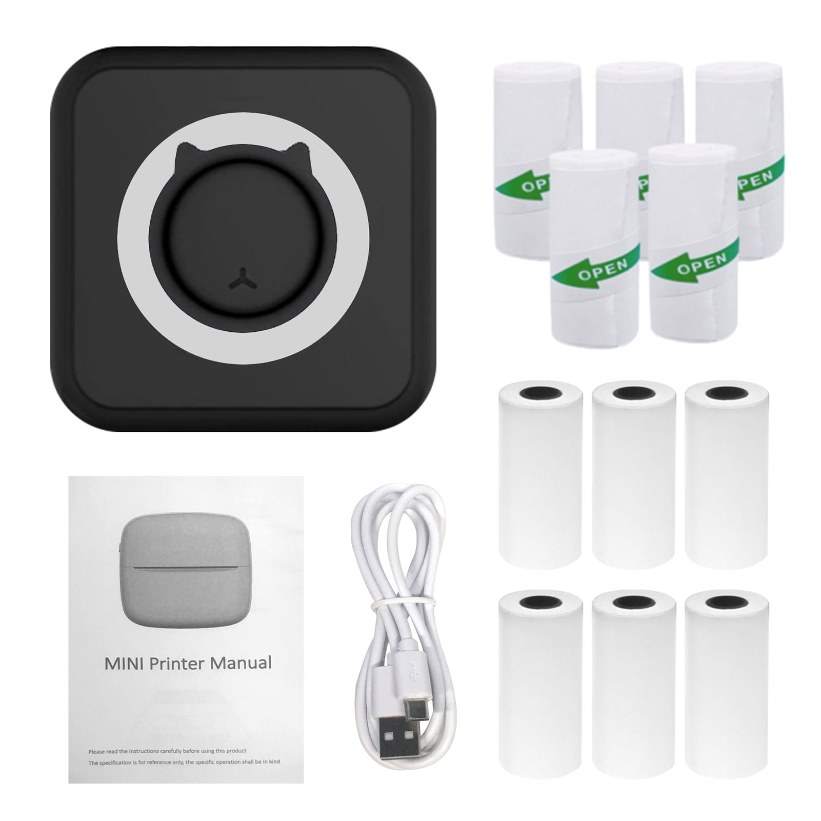 Label printer,And 5 Paper Support Bt With Rolls And 5 Printer Support Bt Printer Sticker Maker Thermal Printer Receipt Printer Paper Rolls All-in-one With 6 Thermal Inkless Pocket Printer