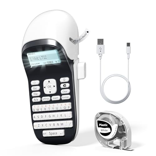 Label ribbon printer, Bluetooth label maker, desktop label machine, upgraded LT12 portable handheld label printer. Supports multiple fonts and USB charging, ideal for home and office use.
