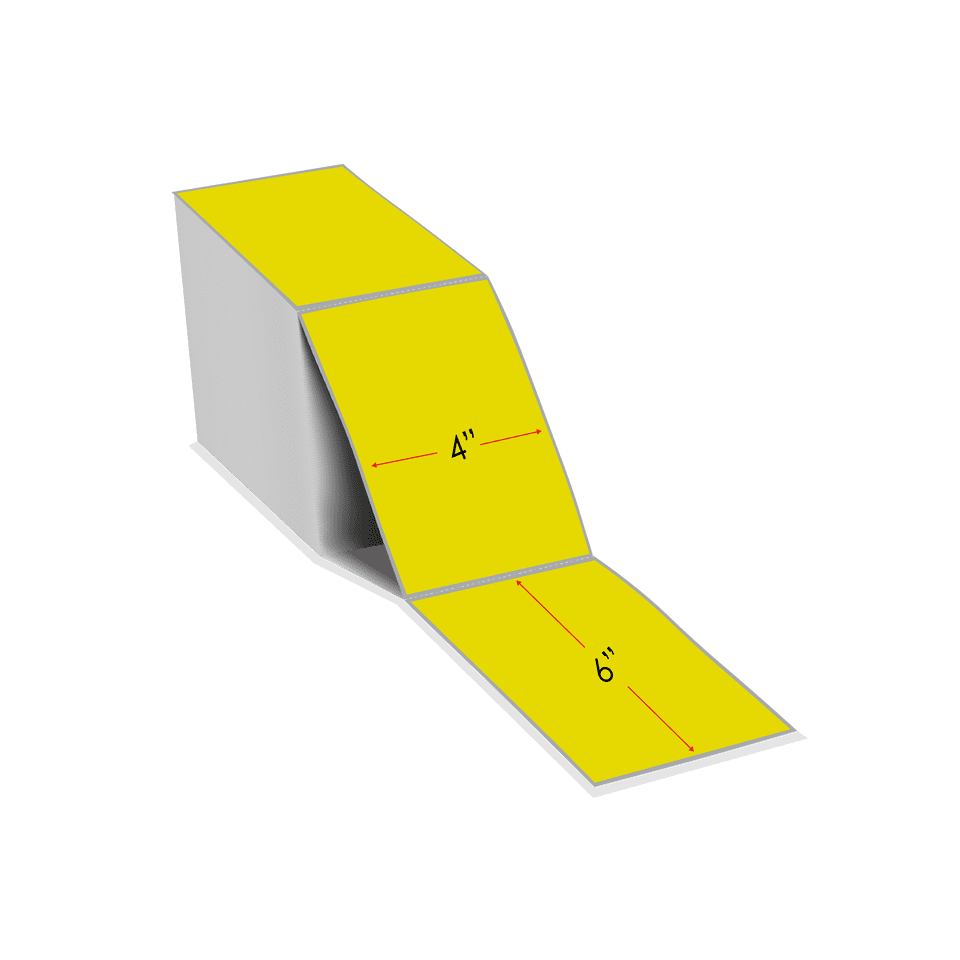 LabelJet 4"x 6" Yellow Direct Thermal Paper Labels, Pack of 500