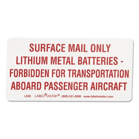 LabelMaster Lithium Battery Self-Adhesive Label, 4 x 2, FORBIDDEN, 500/Roll -LMTL530