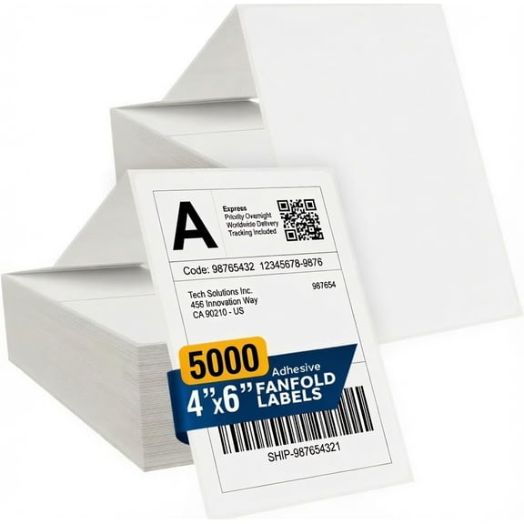 LabelMe 4x6 Thermal Labels - 4x6 Labels, Shipping Labels, 4x6 Fanfold Label Paper- Thermal Printer Labels for USPS, FedEx, UPS 5000 Labels