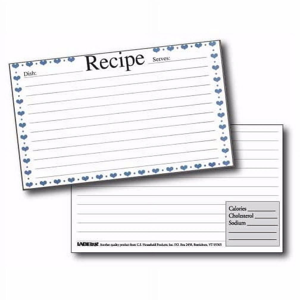 Recipe Cards Lined with Blue and White Design 4 X 6 Double-Sided Premium  Thick Card Stock Great Gift for Amateurs or Experienced Chefs (Pack of 50)