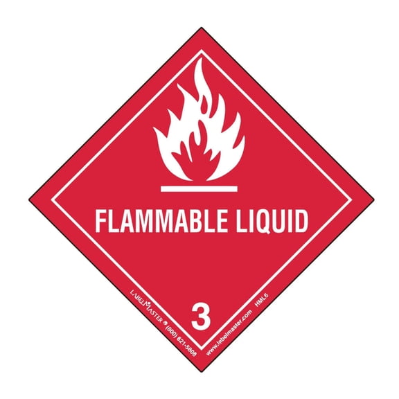 Labelmaster HMSL60 Flammable Liquid Worded Label, PVC-Free Film, Hazmat, 4" x 4" (Pack of 500) CA3