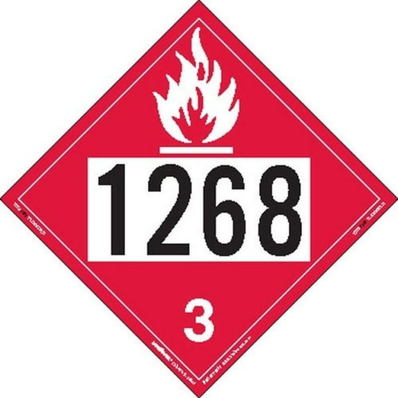 Labelmaster ZEZ UN 1268 Flammable Liquid Hazmat Placard, E-Z Removable Vinyl (Pack of 25) Single Pack UN