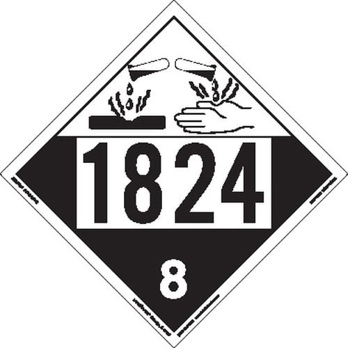 Labelmaster ZEZ41824 UN 1824 Corrosive Hazmat Placard, E-Z Removable Vinyl (Pack of 25)