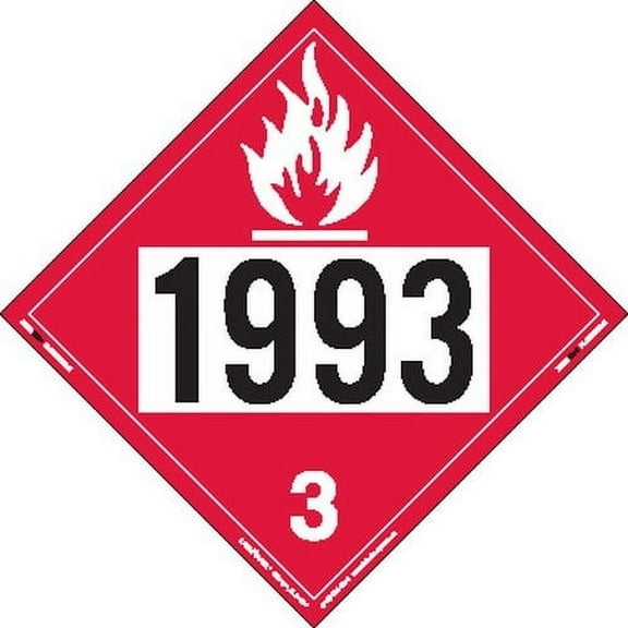 Labelmaster ZRV21993 UN 1993 Flammable Liquid Hazmat Placard, Rigid Vinyl (Pack of 25)