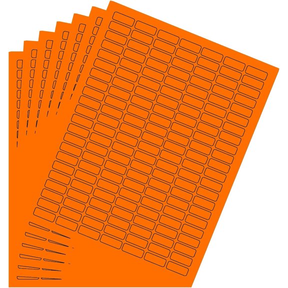 Labels Printable Sticker Paper Sheets for Printers in Neon Orange - 1078 Pack, Small Printing Labels 1 inch x 0.375 inch for Laser Printers with Template Included, 7 Full Sheets