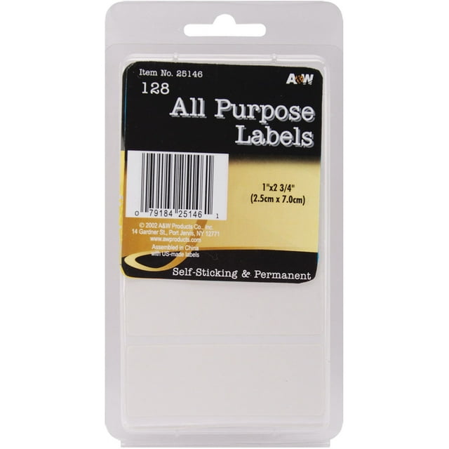 Labels-White All-Purpose 1"X2.75" 128/Pkg