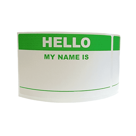 Hello My Name Is Stickers 2x3 1/2-inch Green Name Tag Identification Labels 1 RL of 500