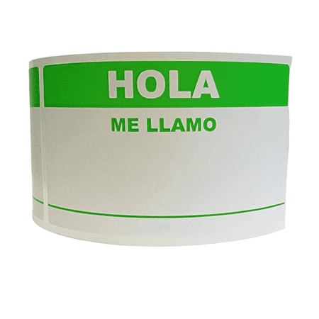 Labelsandmore 2"x3 1/2" Hola Me Llamo Sticker, Self-Adhesive Spanish Name Labels (Green, 250 Pack)
