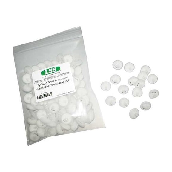 Labexact Syringe Filter,25 mm Dia,100 mL,PK100 12K960