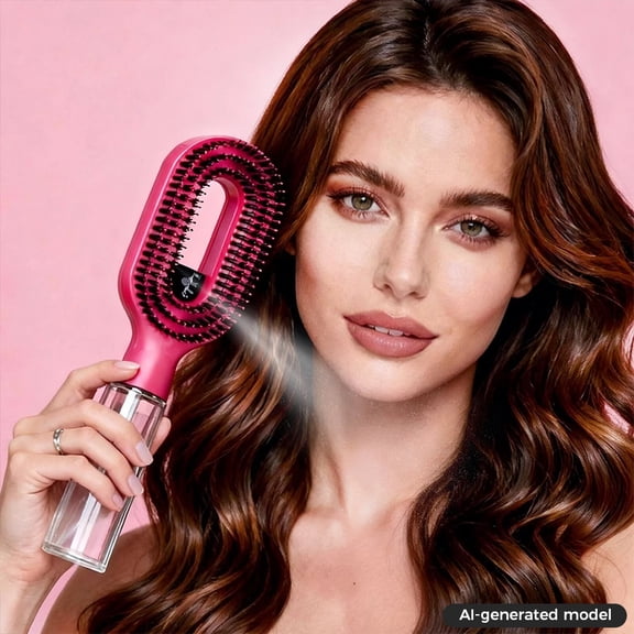 Labhairs 2-in-1 Mist Hair Brush Hot Pink - Hydrate, Smooth, Detangle, Control Frizz with Non-Tangled Bristles & Easy-to-Use Sprayer