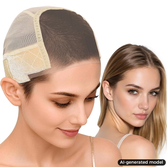 Labhairs Non-Slip Adjustable Glueless 4x5 Transparent Lace Wig Grip Bands, Beige, 1 Count