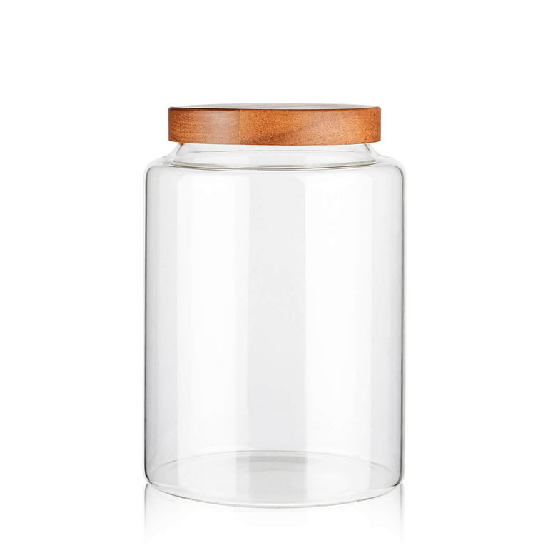 Labina 131 oz Large Glass Canister with Wood Lids and Screw