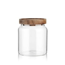 Labina 21 oz Cookie Jar and Container with Wood Lids,800ml Wide Mouth Pantry for Kitchen Storage Jar