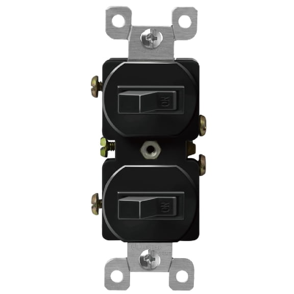 Labliqas Electric light switches,Duplex Double Toggle Light Switch, Single Pole, Side Wiring, 15A 120V, UL Listed, 82150-BK, Black