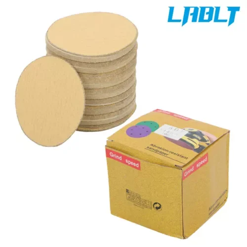 Lablt 100 Pack 5" 60Grit No-Hole Discshook Loop Pads Sanding Disc Flocking