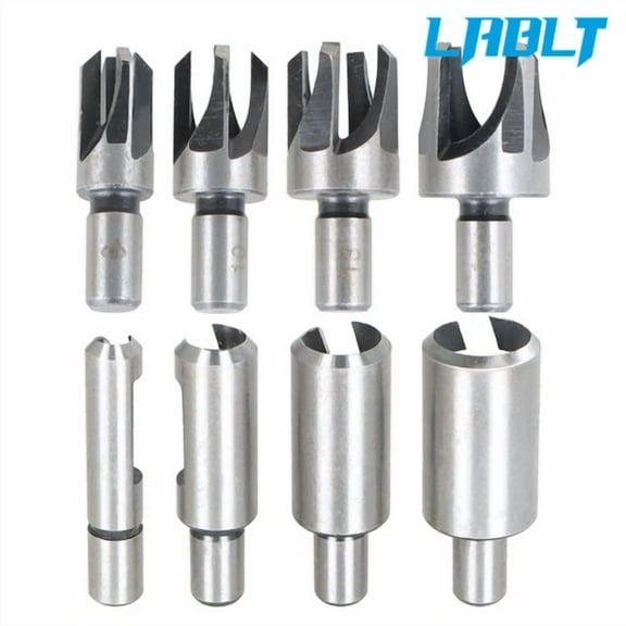 Lablt Carbon Steel Drill Bit Set Wood Plug Dowel Maker Hole Cutter 8Pcs