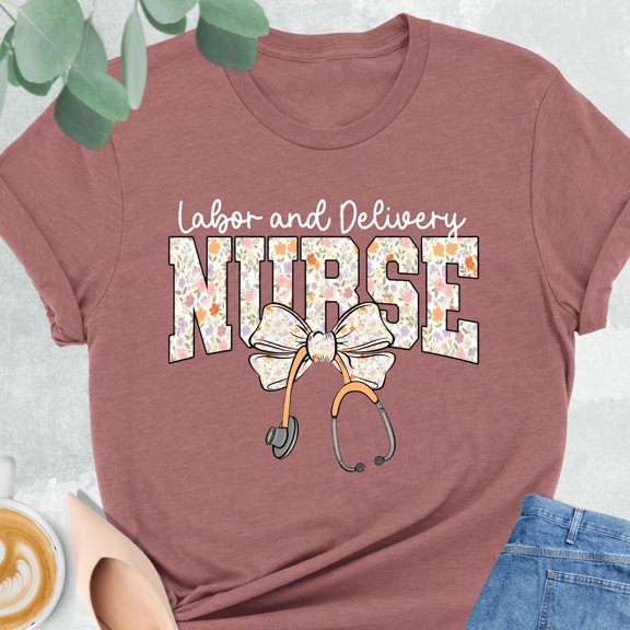 Labor And Delivery Nurse Shirt L and D Nurse Shirt Floral Coquette Nurse Tee Baby Nurse Sh