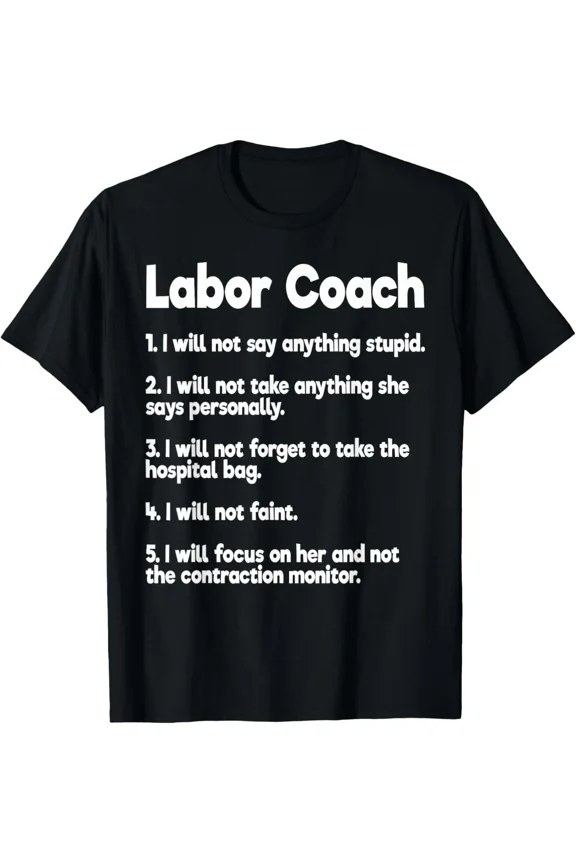 Labor Coach Expecting Dad Rules Papa Funny Baby Reveal Unisex T-Shirt, up to size 5XL