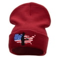 thumbnail image 1 of Labor Day Embroidered 12 Inch Long Knitted Beanie - Maroon OSFM, 1 of 5