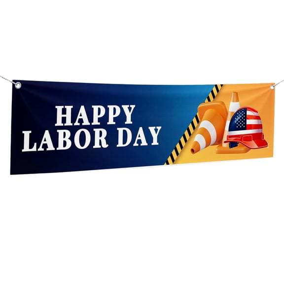 Labor Day Large Banners and Signs for Outdoor by DreamController. Polyester Banner with 4 Holes for Easy Hang Indoor & Outdoor | 4x1 Feet Banner for Labor Day | HD Print Banner Made in USA