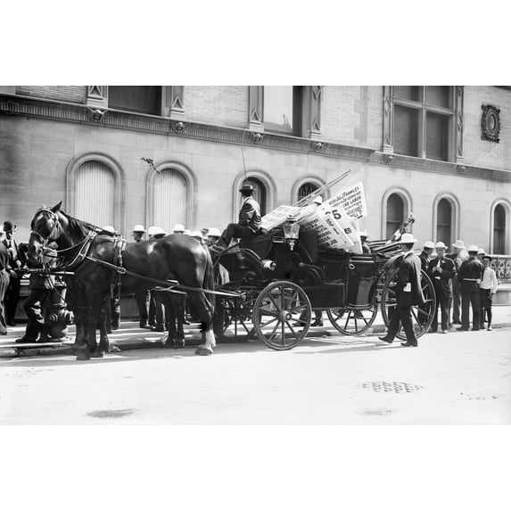 Labor Day Parade C1908. Nhorse-Drawn Buggy Carrying Picket Signs In Preparation For A Labor Day Parade In New York
