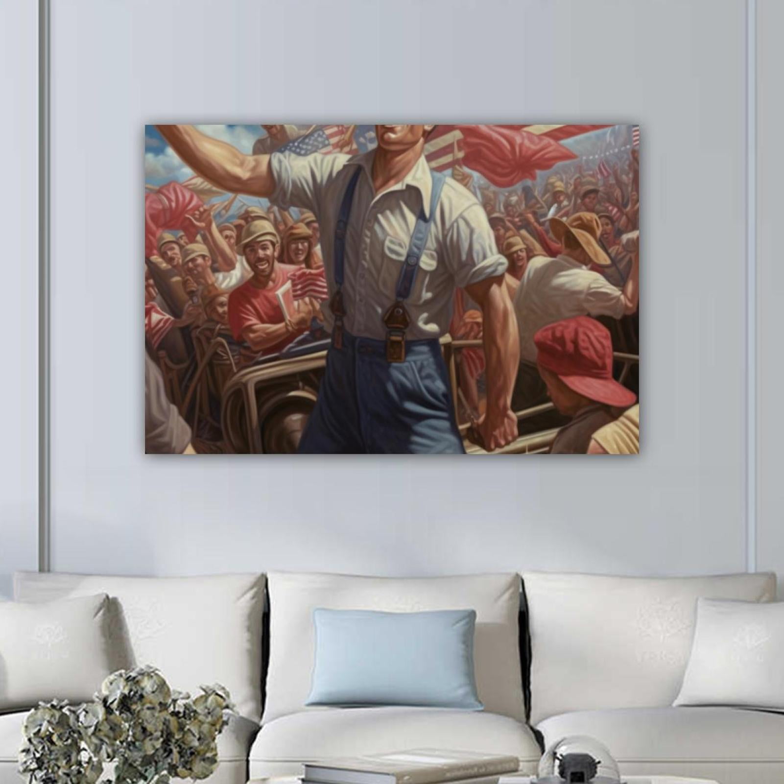 Labor Day Pattern Canvas Wall Art Paintings for Living Room - Canvas ...