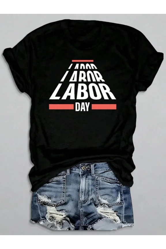 Labor Day Pyramid Tee Womens Graphic T Shirts Black Graphic Tees 2026 Fashionable, Printed, Machine Washable All-Season Top, Stylish Look