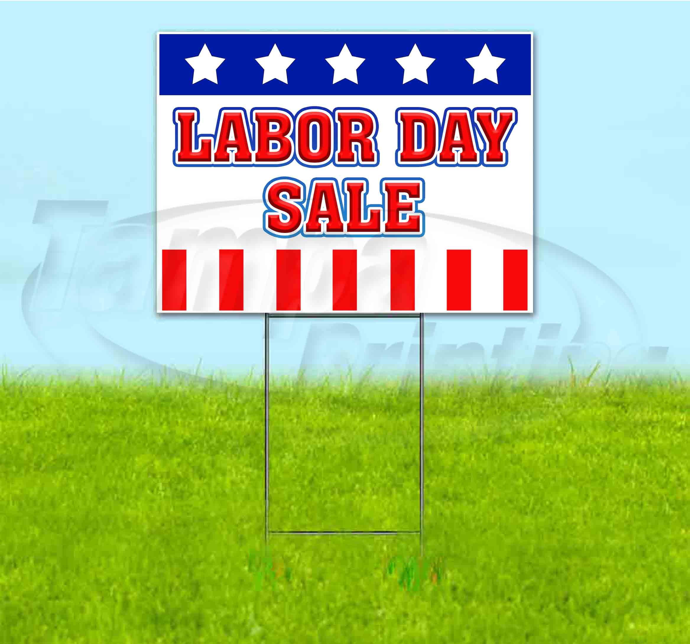 Labor Day Sale (18" x 24") Yard Sign, Includes Metal Step Stake