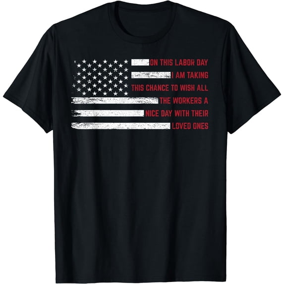 Labor Day Shirt American Flag Graphic T-Shirt Black Small