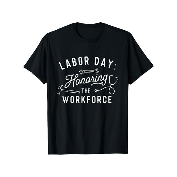 Labor Day T-Shirt Graphic Tee Worker Top Cotton Short Sleeve Casual Shirt Comfort Black S-5XL