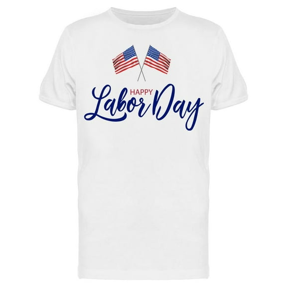 Labor Day W/Crossed Flags  T-Shirt Men -Image by Shutterstock, Male Small