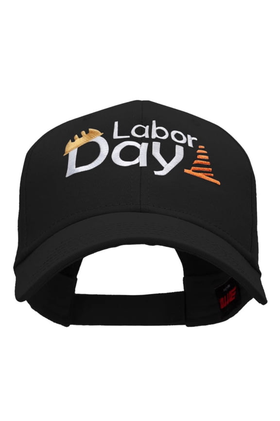 Labor Day Workers Embroidered Solid Cotton Twill Low Profile Strap Cap - Black OSFM