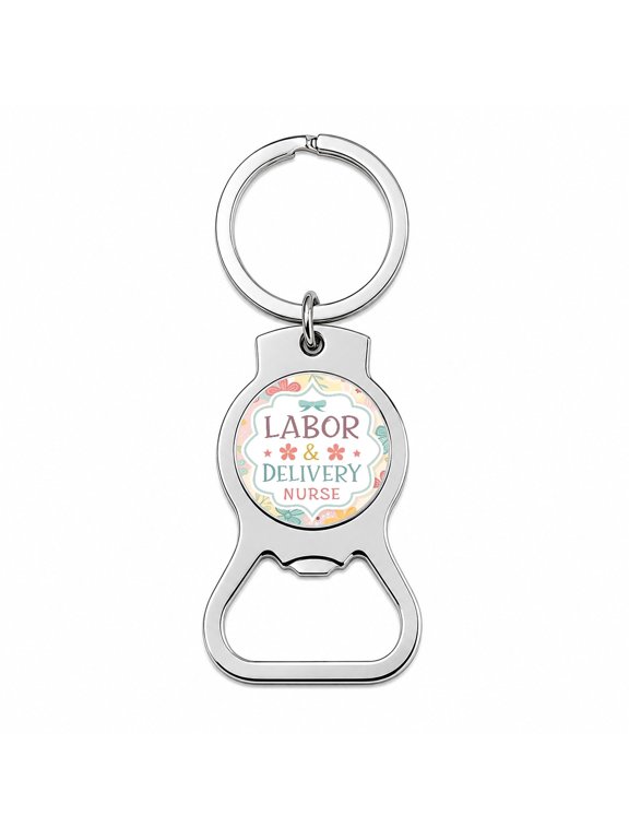 Labor & Delivery Nurse Appreciation Coquette Bows Flowers Portable Bottle Opener Metal Keychain