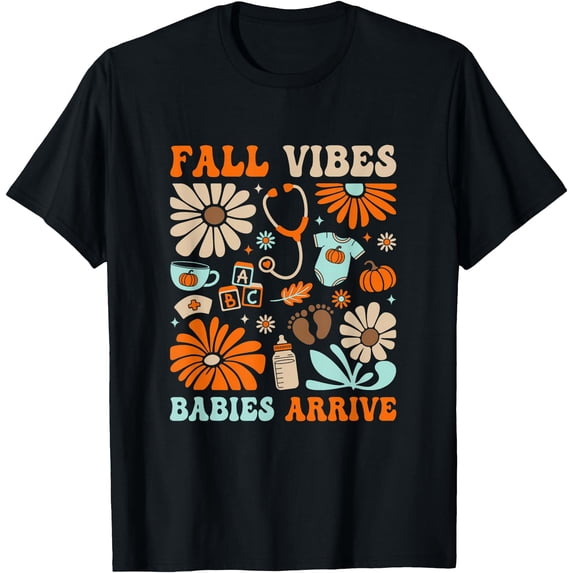 Labor & Delivery Nurse Boho Floral Autumn Stethoscope Fall T-Shirt ...