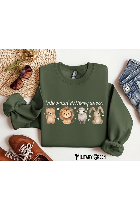 Labor And Delivery Nurse, Crewneck Sweatshirt, L And D, L&D, Crew, Nurse Life, Ob, Rn, Baby, Animals, Maternity, Nursing, Graduation, SWEATSHIRT All Size S-5XL